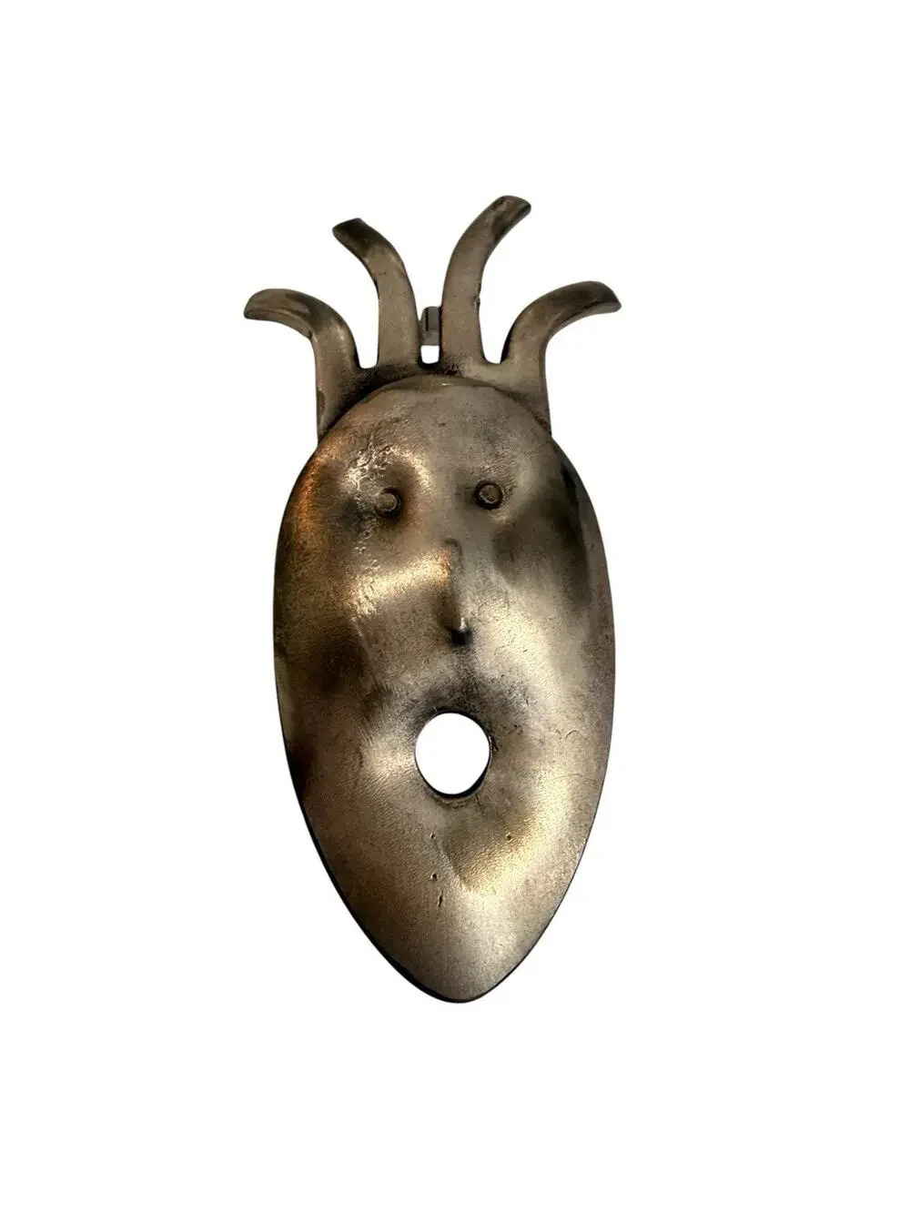 Spork Retro Face Brooch Punk Alien Modernist Steampunk Pin Metal Upcycled